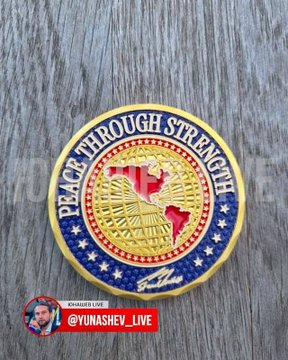 mhmck's tweet photo. Witkoff and Kushner presented commemorative coins to terrorist leader Putin.

One side features a map showing all of North, Central and South America under U.S. political domination. It is an expansion of the "Technate of America" map presented by American fascists in the 1930s. https://t.co/KfshKztxei