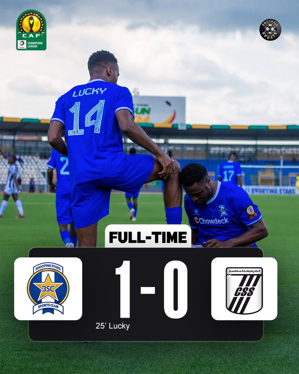 FootballUp8623's tweet photo. 🔥 𝐅𝐔𝐋𝐋 𝐓𝐈𝐌𝐄!

𝐒𝐇𝐎𝐎𝐓𝐈𝐍𝐆 𝐒𝐓𝐀𝐑𝐒 𝐒𝐓𝐑𝐈𝐊𝐄! ⭐️🇳🇬

Shooting Stars SC 𝟏️⃣-𝟎️⃣ CS Sfaxien 🇹🇳

#CAFCC https://t.co/0zBwg7zGRv