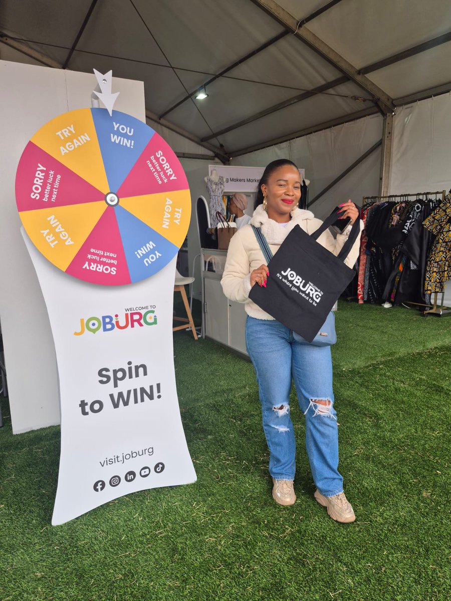 visitjoburg's tweet photo. Spin. Win. Explore. That's the mood at the Joburg Tourism stand today! #Welcome2Joburg #947JoburgDay #VisitJoburg #VisitWorkPlay #SpinToWin https://t.co/HvPN0qQrvc