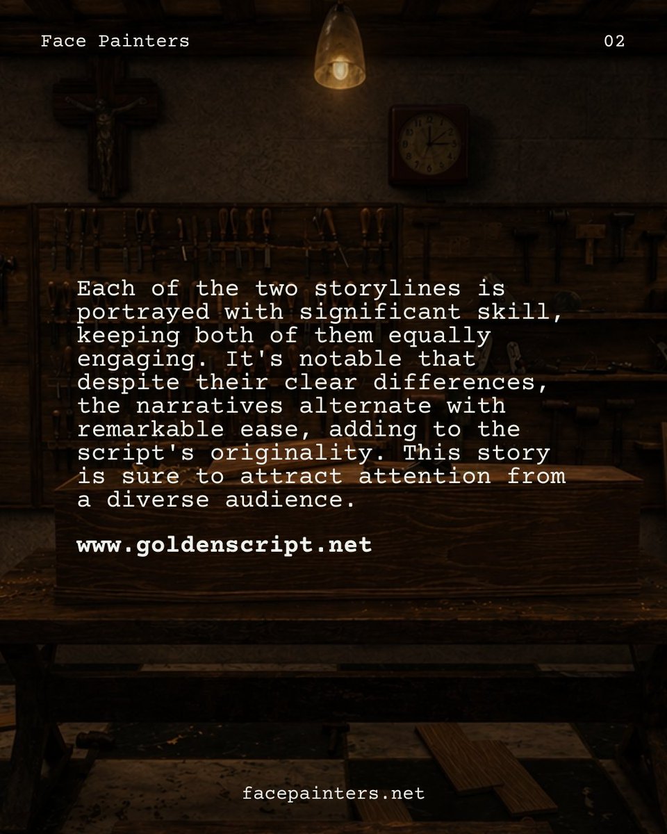 FPscript's tweet photo. Face Painters Screenplay has received recognition from The Golden Script Competition.

A character-driven, multi-generational story written by Giovanni Sanseviero.

#FacePaintersScreenplay #GoldenScriptCompetition #screenplay #screenwriting https://t.co/hAn9oICDVW