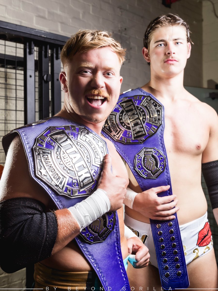 ATTACKWrestling's tweet photo. He cashed in !!! 😱

The new Attack Pro Wrestling Tag Team Champions :

Aaron McRae and James Ellis 

And our first Triple Crown Attack champion - James Ellis 

Watch the live stream RIGHT NOW

▶️ https://t.co/stBz7E4KYe

#attackprowrestling #attackpro #fireandflames https://t.co/XGbLrLnXRG