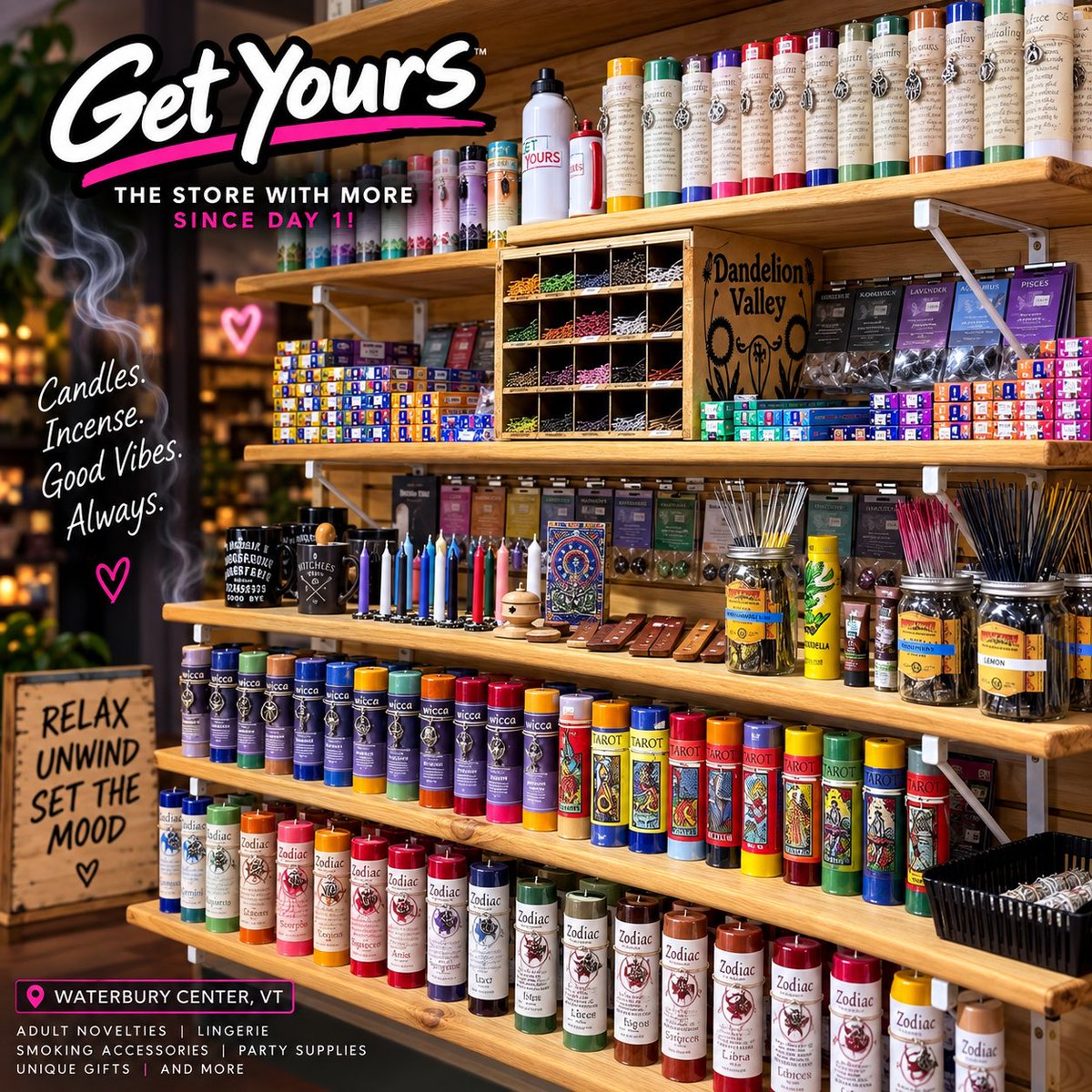 GetYoursStoreVT's tweet photo. 🔥TIME 2 BURN ONE🔥

…a candle. An incense stick. A fat jo… 😏

Candles 🕯️ Incense 💨 Spiritual goods 🔮 and plenty of other ways to set the mood.

Come sniff around. 👃😂

📍 Get Yours • Waterbury Center, VT
The Store With More — Since Day 1!

#GetYoursStoreVT #Vermont https://t.co/qp6kG9zJYr