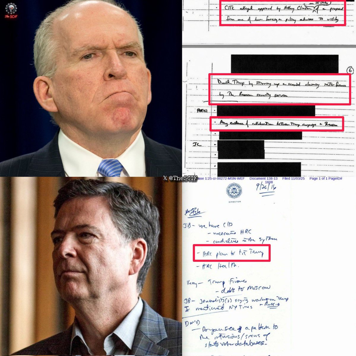 Milajoy's tweet photo. Here are James Comey and John Brennan handwritten notes where they planned and executed Russiagate (a COUP against a sitting POTUS).

When in heaven's name will they be LOCKED UP for it? https://t.co/pdl85t6yCN