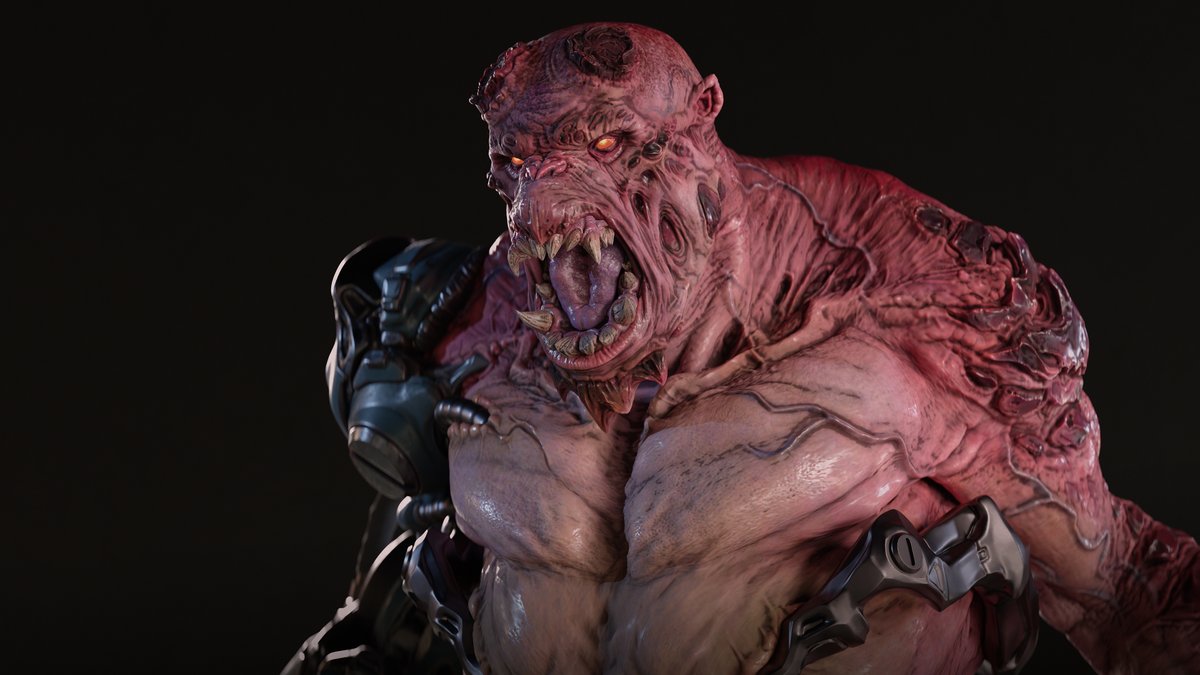 Darnbeats's tweet photo. Doom Style Hellboy that I sculpted. 
#mikemignola #comicbooks #hellboy #doom #zbrush #characterdesign #3dart #characterart #marmoset #substance https://t.co/bXRaYlrpdE