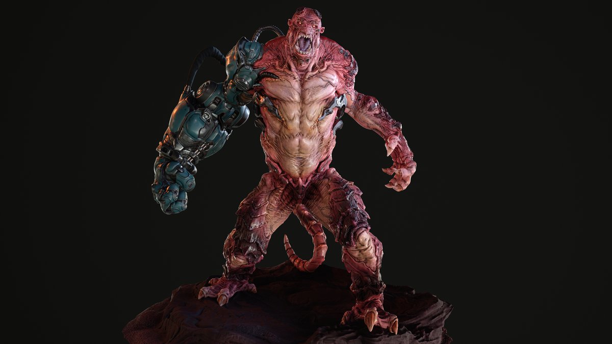 Darnbeats's tweet photo. Doom Style Hellboy that I sculpted. 
#mikemignola #comicbooks #hellboy #doom #zbrush #characterdesign #3dart #characterart #marmoset #substance https://t.co/bXRaYlrpdE