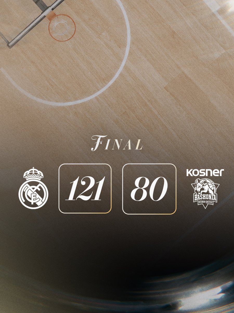 RMBaloncesto's tweet photo. 🏁 FP: @RMBaloncesto 121 - 80 @Baskonia https://t.co/dKHH67SL59