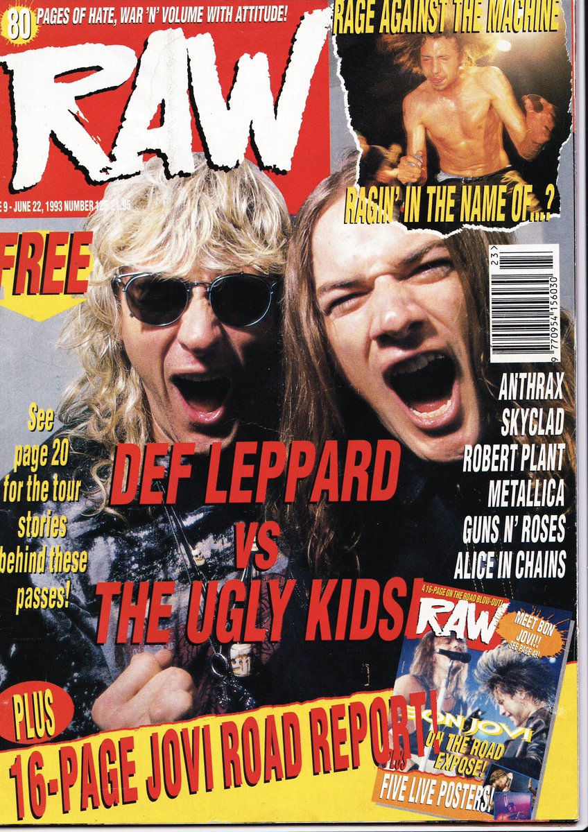 pyromaniahh's tweet photo. raw magazine- issue 9 - june 22 1993 featuring def leppard and ugly kid joe https://t.co/nieR6xS5XZ