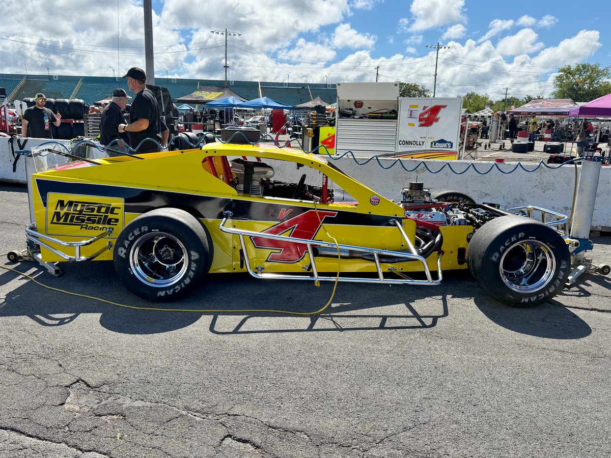 OswegoSpeedway's tweet photo. The Mystic Missile – another iconic Modified is back tonight with Endicott, N.Y.’s Tim Connolly behind the wheel of the No. V4 for the Toyota Mod Classic. Connolly is a nine-time NASCAR Whelen Modified Tour winner.
#SteelPalace | #BudClassicWeekend70 | #NWMT | #ModifiedMadness https://t.co/AWxhKFuzix