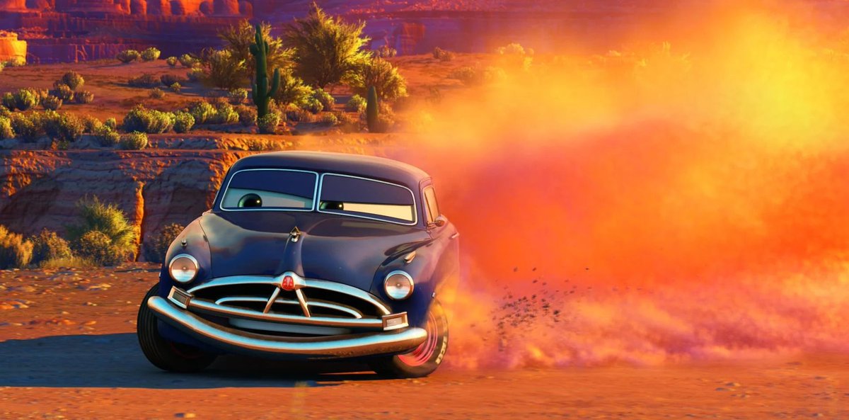 JillianChili's tweet photo. We would watch the Cars DVD on repeat, but seeing it 20 years later in theaters, it felt entirely brand new. The ambience, sounds, and sights are so electrifying. It’s Pixar’s most in-depth world-building, and its message to slow down and the drive always hits deep! https://t.co/Y4sluuPF9M