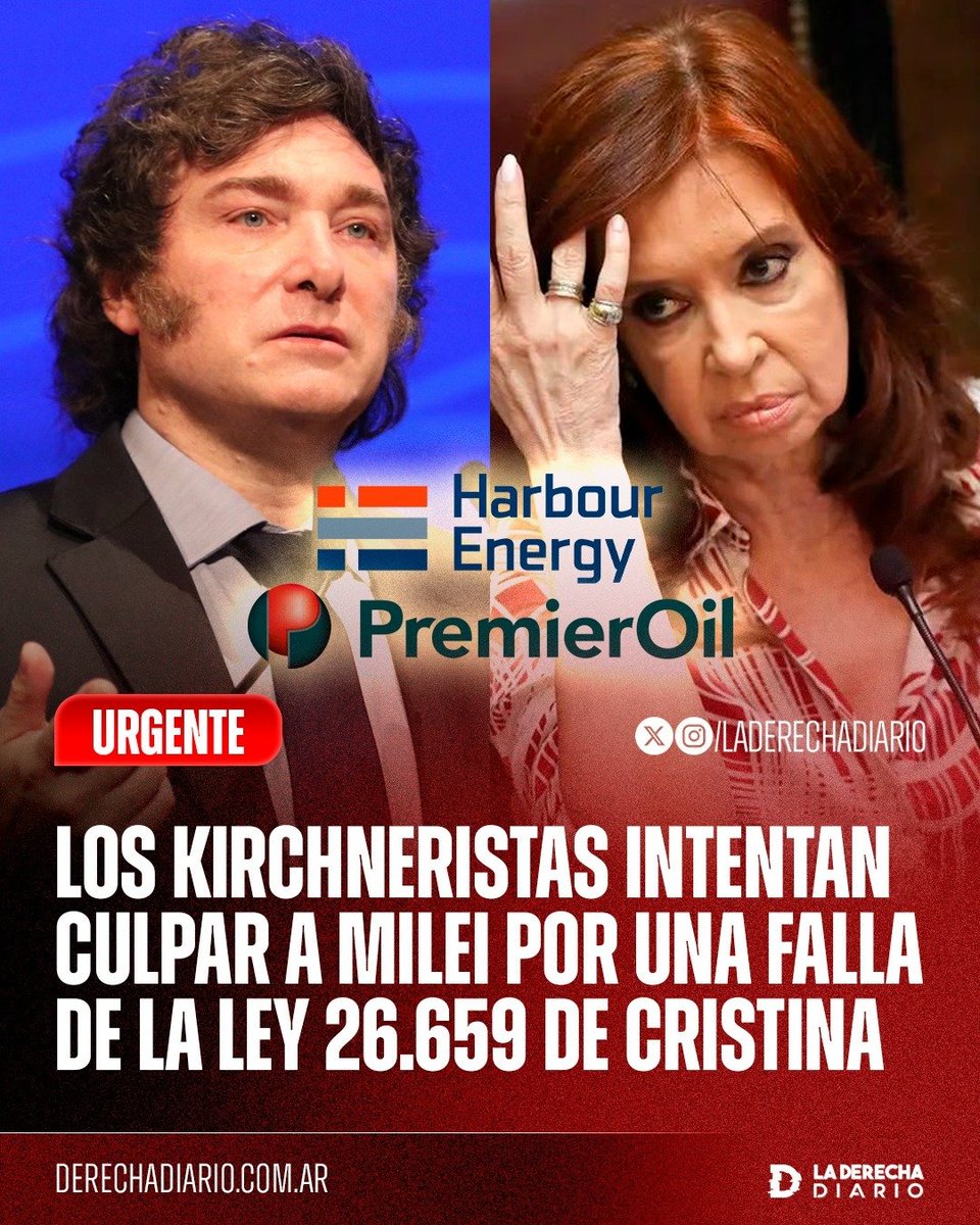 laderechadiario's tweet photo. 🚨🇦🇷🇬🇧 | LOS KIRCHNERISTAS INTENTAN CULPAR A MILEI POR UNA FALLA DE LA LEY DE CRISTINA: Sectores kirchneristas acusaron al Gobierno de haber permitido operar a Harbour pese a una supuesta sanción vinculada a Malvinas, pero la empresa inhabilitada por la Ley 26.659 durante el Gobierno de Cristina Kirchner era Premier Oil, no Harbour.

LOS HECHOS: Harbour nunca estuvo sancionada; la empresa inhabilitada era Premier Oil. La razón por la que esa sanción no se trasladó a Harbour fue una falla de la Ley 26.659 impulsada durante el Gobierno de Cristina Kirchner, que no contempla la continuidad de las sanciones ante cambios societarios.

EL CAMBIO QUE VA A PERMITIR SANCIONARLA: Ahora, con las nuevas reformas, el presidente Milei busca corregir exactamente ese vacío para que ninguna empresa pueda esquivar una sanción mediante fusiones, absorciones, transformaciones o escisiones.