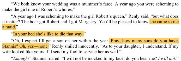 alphalicent's tweet photo. the catelyn chapter where she has a parley with stannis and renly is genuinely the funniest chapter in the entire series. just back to back bangers https://t.co/XJ7WY6HNOp