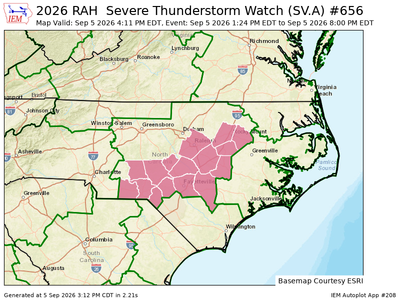 randolphsvwx's tweet photo. RAH updates Severe Thunderstorm Watch (cancels 15 counties, continues 16 counties) till Sep 5, 8:00 PM EDT https://t.co/hkhazwUDzj https://t.co/IMoOrYgpBm