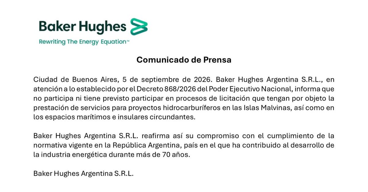 YPFoficial's tweet photo. Que las principales compañías de servicios del mundo (SLB, Halliburton, Backer Hughes) sigan apostando por YPF y por la Argentina es una señal muy clara de todo lo que tenemos por delante. 

Gracias por el apoyo. https://t.co/HkksBLBPij