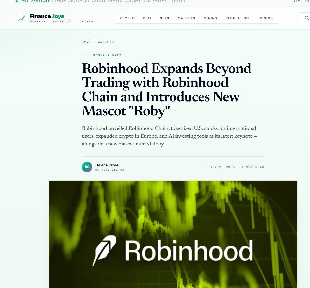 TheGreatDev22's tweet photo. Is this not good, I found article where they showed Robinhood Mascot Roby

This is insane

https://t.co/hZahO18D61 https://t.co/IA8uueEOGn