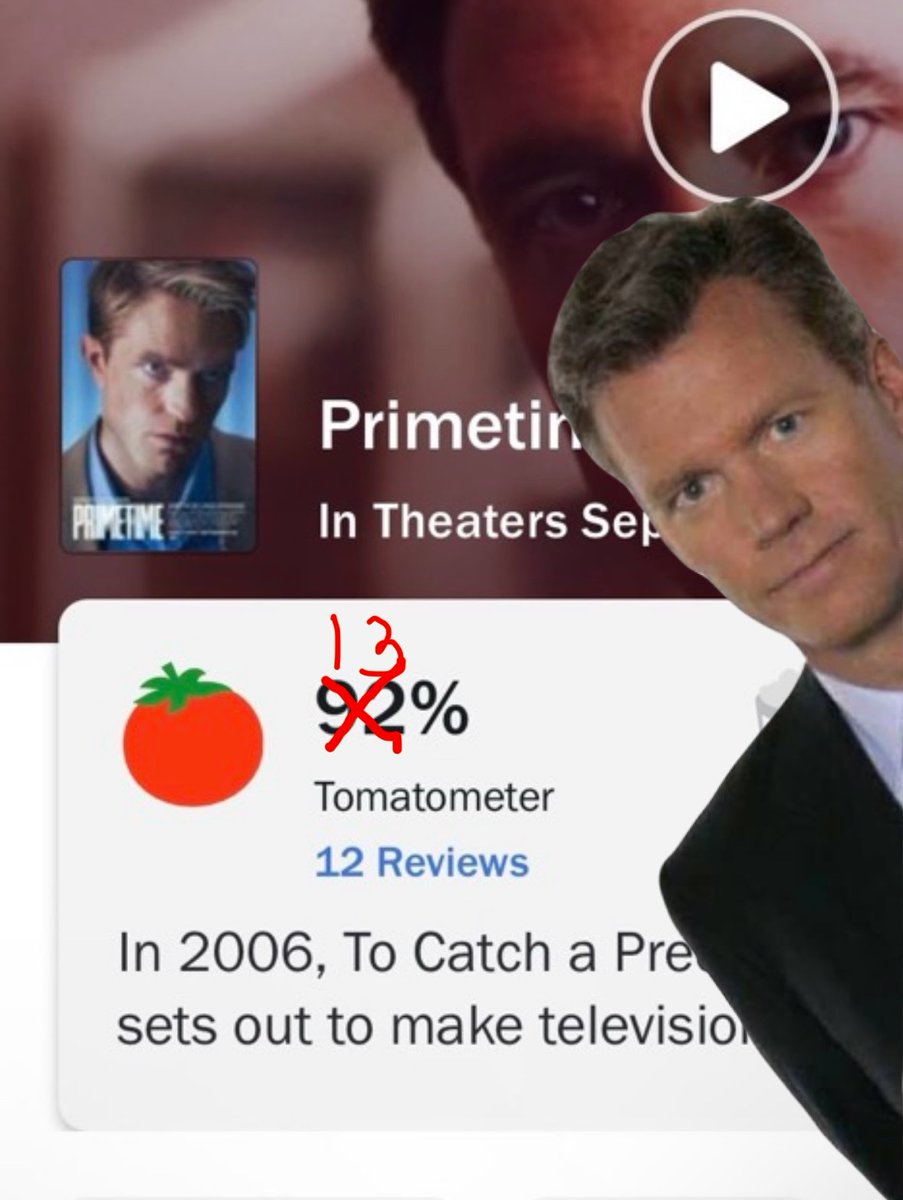 DiscussingFlea's tweet photo. Chris Hansen has reportedly broken into the digital world and sabotaged A24 ‘PRIMETIME’ score.

The film now sits at a 13% on Rotten Tomatoes.

Read our review: https://t.co/f2RCSy1Ill https://t.co/GIu3PFzAMI