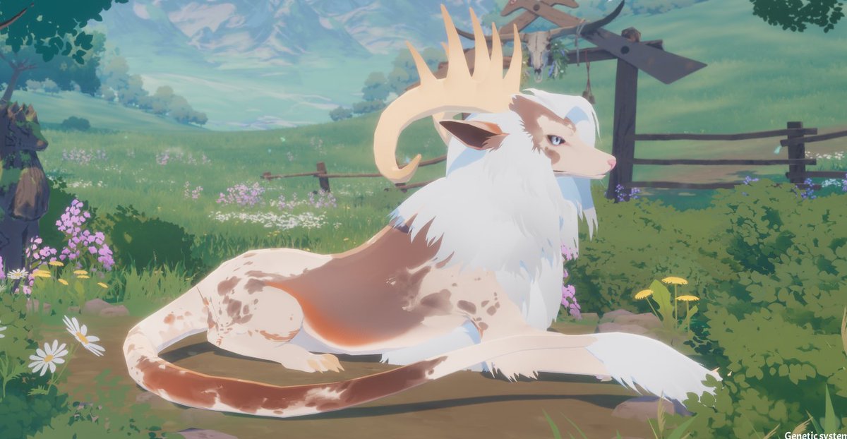 sigilianworks's tweet photo. More about our genetic system! One of the hardest parts of it - piebald patterns and other things that are always unique to a specific animal in real life. 
We use triplanar projection with masks that control where those spots will go.
#farmsim #fantasyRPG #indiegames https://t.co/lMj5BUdiD6
