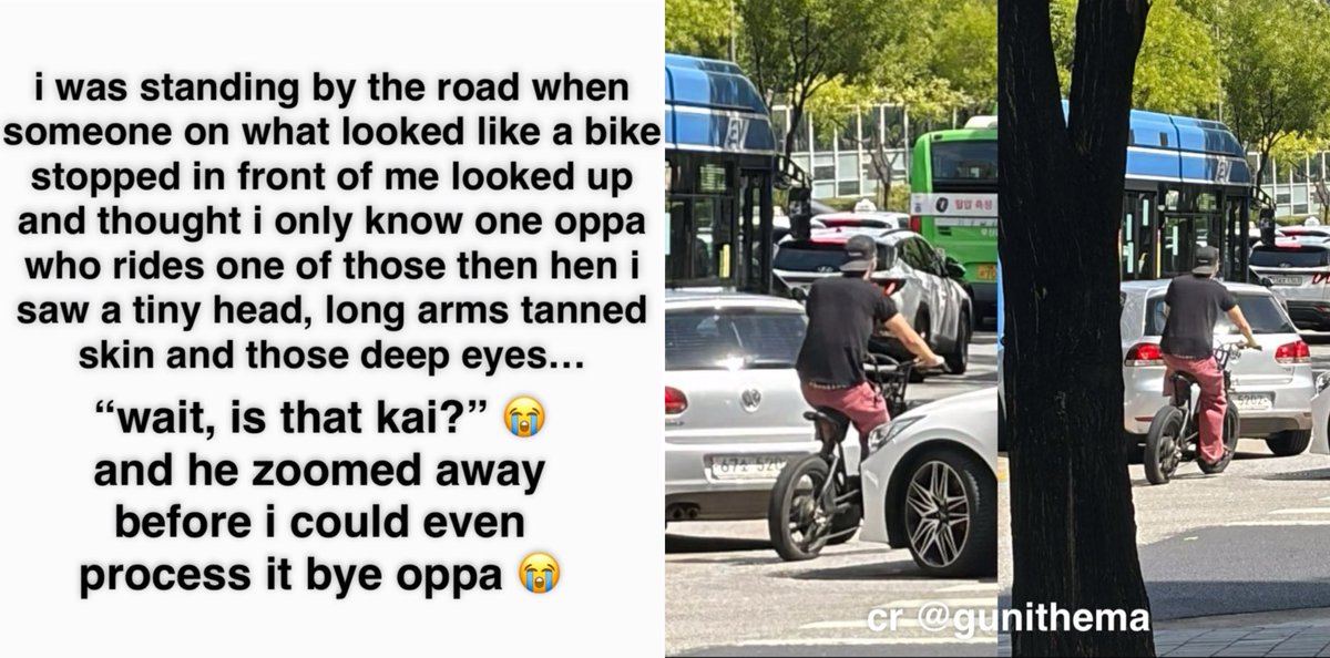 suleen194's tweet photo. op spotted jongin with his bike 💛 that pinky pants 😭😭😭😭 https://t.co/Ua7pmEIPuL