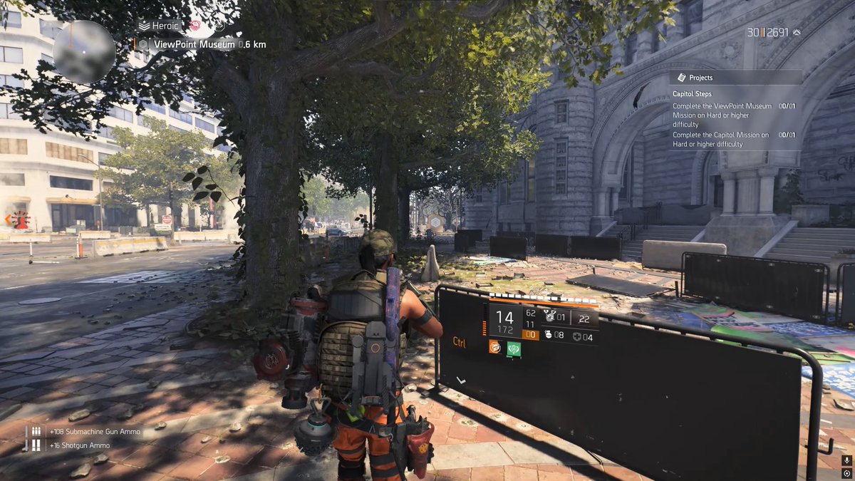 darkconsole's tweet photo. the wh gate i used to viewpoint museum (jonhop bld irl) ~1.3km in real life and in game. map says walkable in 18min. took me 14.5min to walk it never having to stop for crossing signals. #division2 https://t.co/IN8quj66Fc