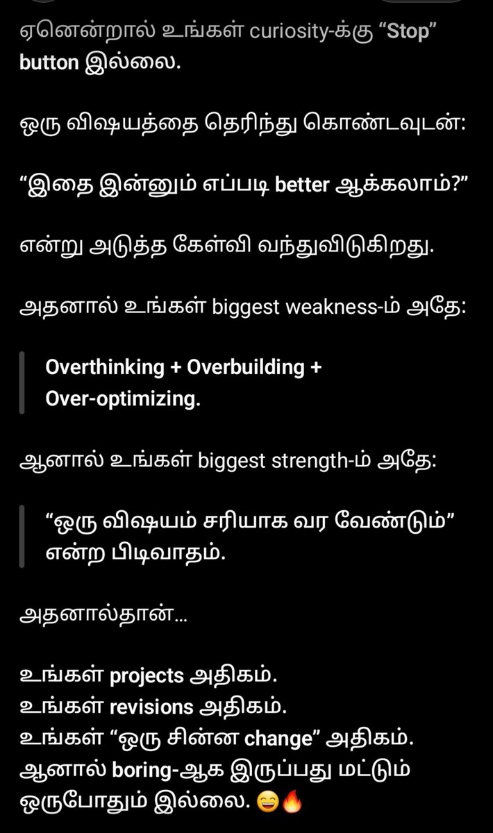 DKrishnanRaja's tweet photo. @Sakthii_TVK மொத்த மானத்தையும் வாங்கிடுச்சு....#ChatGPT
25% use பண்ணுற இதுவே இப்படின்ன மீதி #Claude, #Gemini, #ZAi, #Kimi, #DeepSeek, #Qwen , #OxAlpha இதுங்க என்ன சொல்ல போகுதோ.... https://t.co/d0g2WKHIev