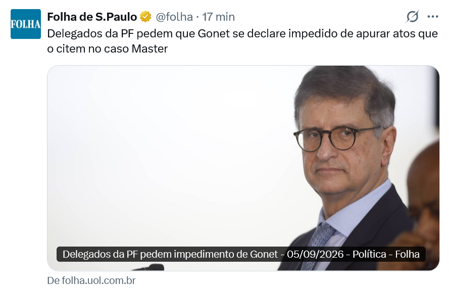silvionavarro's tweet photo. Gonet deveria ser afastado da PGR imediatamente -- não só do caso Master. https://t.co/UdnxcBp5RC