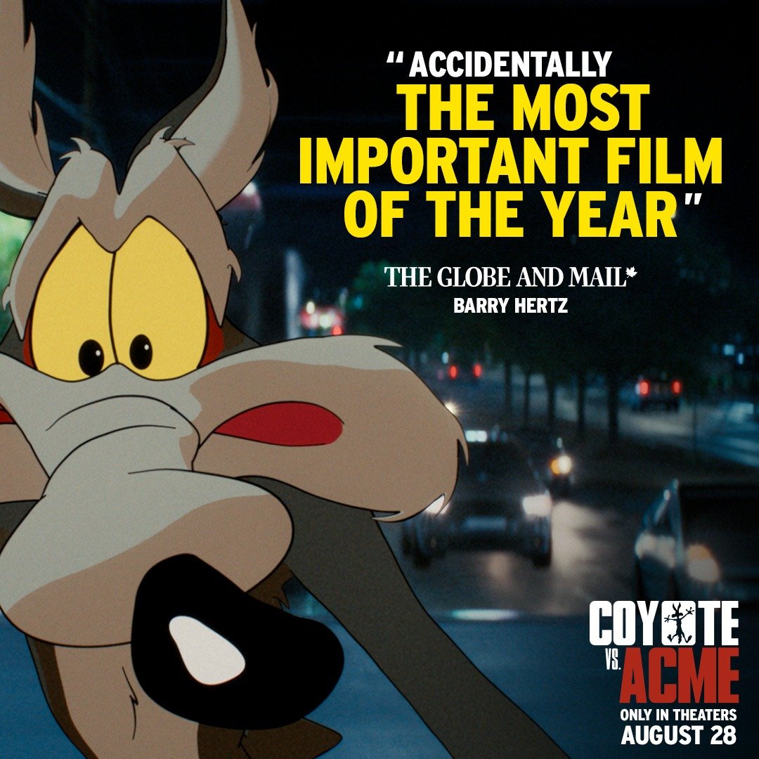 WileECoyoteToon's tweet photo. 🚨 Final call to all cartoon lovers. He needs your urgent help to win lawsuit against ACME. Don't forget to bring evidence to the theaters (pics/ GIFs/ video, or whatever) 

Get Tickets of Coyote vs. ACME Now ! Support Coyote fight by making it #1 at Box Office. https://t.co/g1ifQolEoX