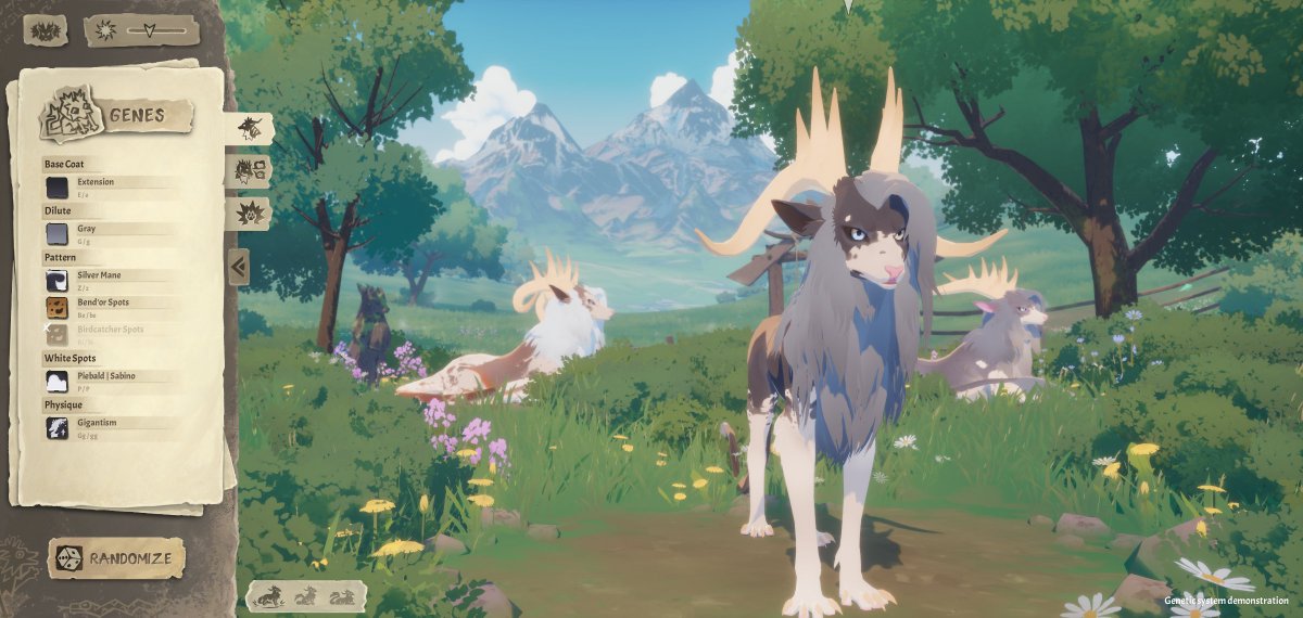 sigilianworks's tweet photo. More about our genetic system! One of the hardest parts of it - piebald patterns and other things that are always unique to a specific animal in real life. 
We use triplanar projection with masks that control where those spots will go.
#farmsim #fantasyRPG #indiegames https://t.co/lMj5BUdiD6