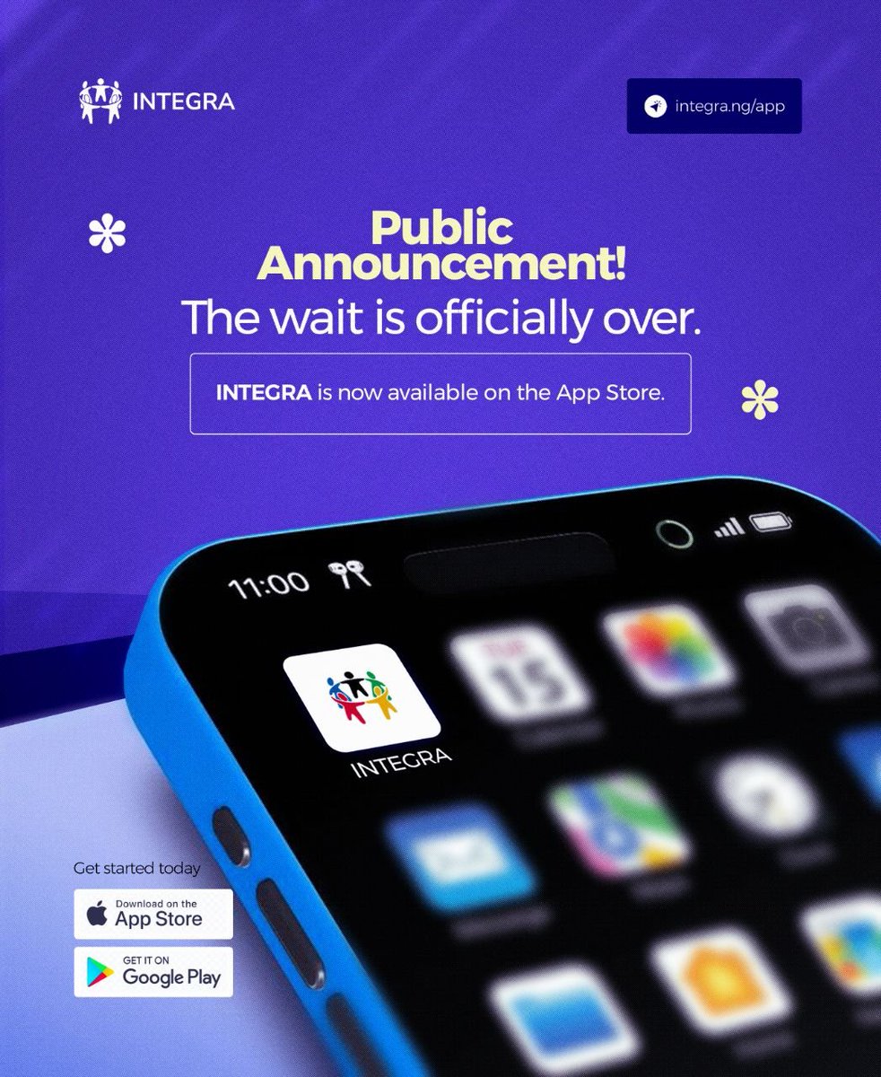 INTEGRA_NG's tweet photo. iPhone users, gather here. 👀🍎

INTEGRA is officially on the App Store!

The wait is over.

Save. Invest. Track your goals.
All from your iPhone.

Go download it. 🚀

#INTEGRA #iOS https://t.co/jJ0XLgCdas