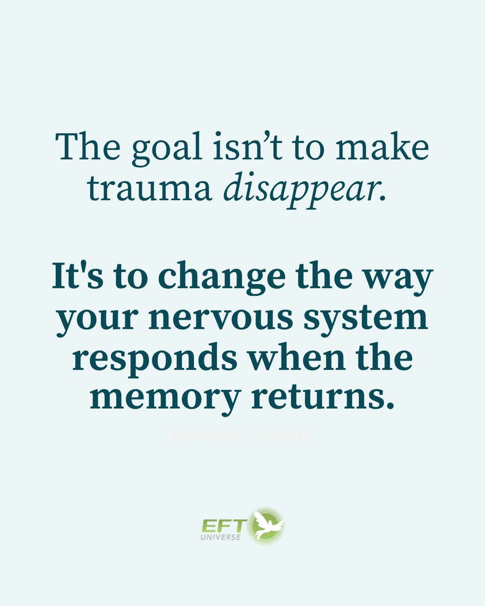 EFTUniverse's tweet photo. Trauma healing doesn’t always mean forgetting.

The memory may remain.

What changes is what happens inside you when you remember it.

The goal isn’t to erase your story.

It’s to help your body learn that the story is over. https://t.co/dxOyywrjJ0