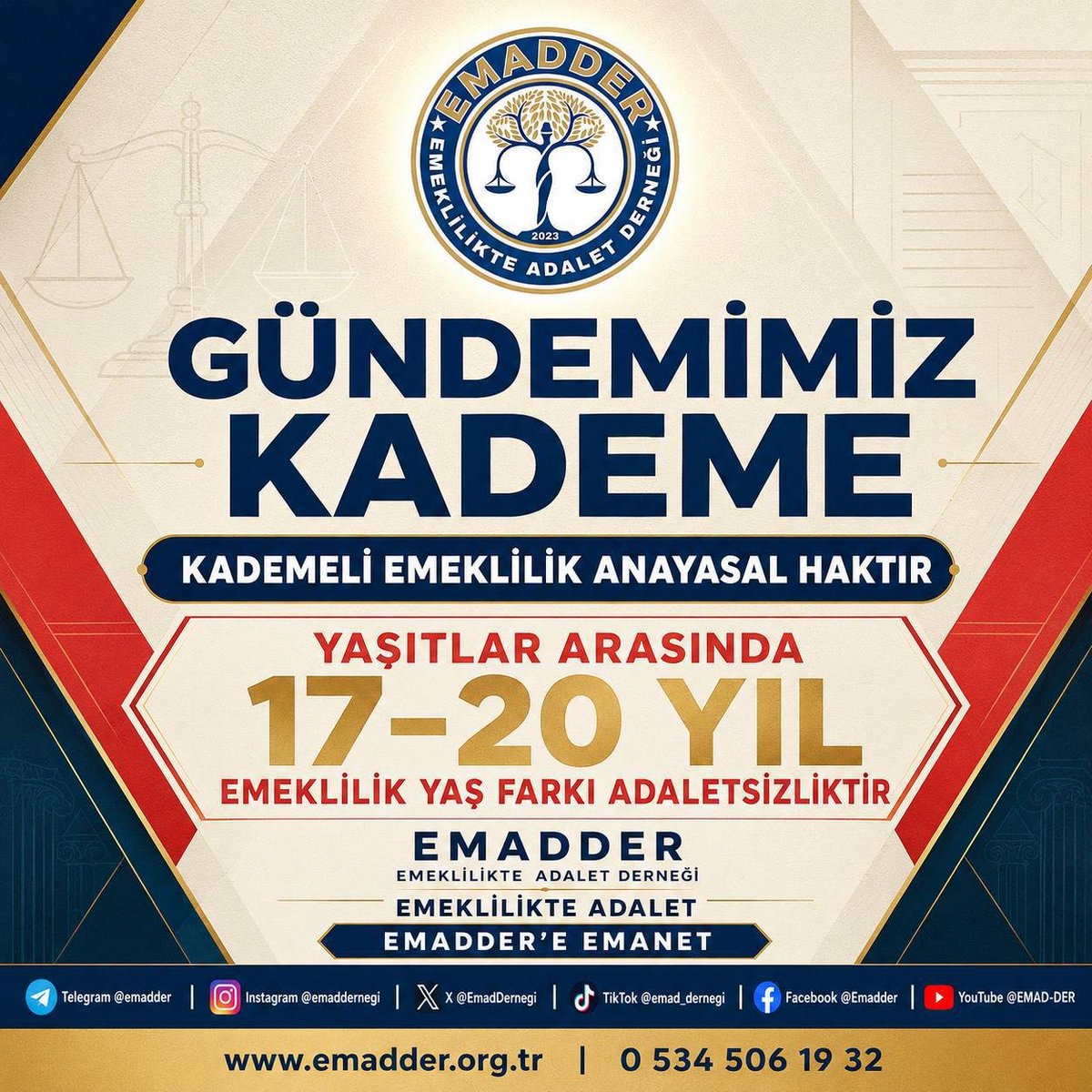 bar_yns's tweet photo. @mihribanugurluu @isikhanvedat @ismakgul14 Milyonların beklentisi nettir:
Kademeli emeklilikte adalet artık sağlanmalı, bu haksızlık sona ermelidir.

@Akparti 
@RTErdogan 
@efkanala 
@csgbakanligi 
@AhmetAYDIN_02 
@Hayati_Yazici 
@mustafaelitas

@EmadDernegi
Kademeli Emeklilik
#GündemimizKademe https://t.co/dFqJjbkkN2