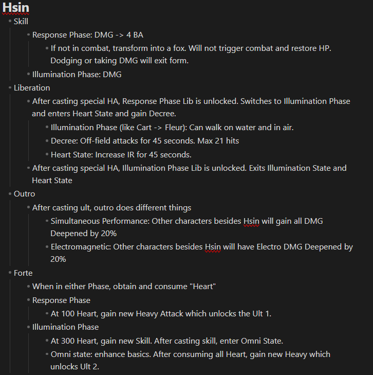 blackclears's tweet photo. Preliminary Hsin Kit from Seele. Essentially Dual Mode char that offers off field DMG. Has a special fox mode only out of combat. Will repost a better summary + Suoming + calcs when we actually get everything. #hsin #wuwa #beta https://t.co/qkBFFInDro