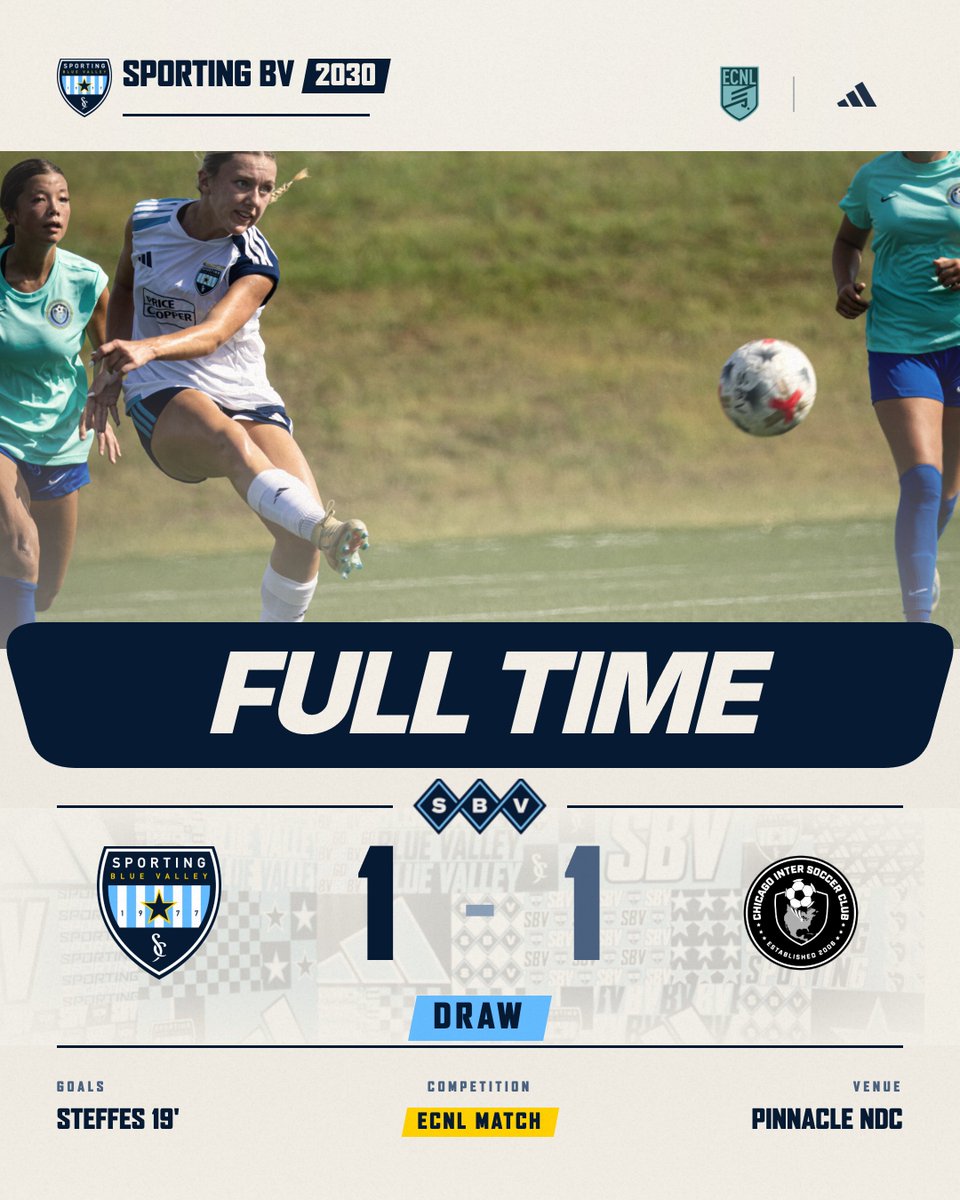 sbv2030ECNL's tweet photo. FULL TIME | SBV 1-1 Chicago Inter

Steffes 19’
Down to ten in the 40th
100 degrees at Pinnacle

Fifty minutes with a man down and they didn’t break. Point earned.

⚪️🔵 #SportingBV #ECNL @SPORTINGBV @ECNLgirls @ImYouthSoccer @ImCollegeSoccer @TopDrawerSoccer @TheSoccerWire @PrepSoccer