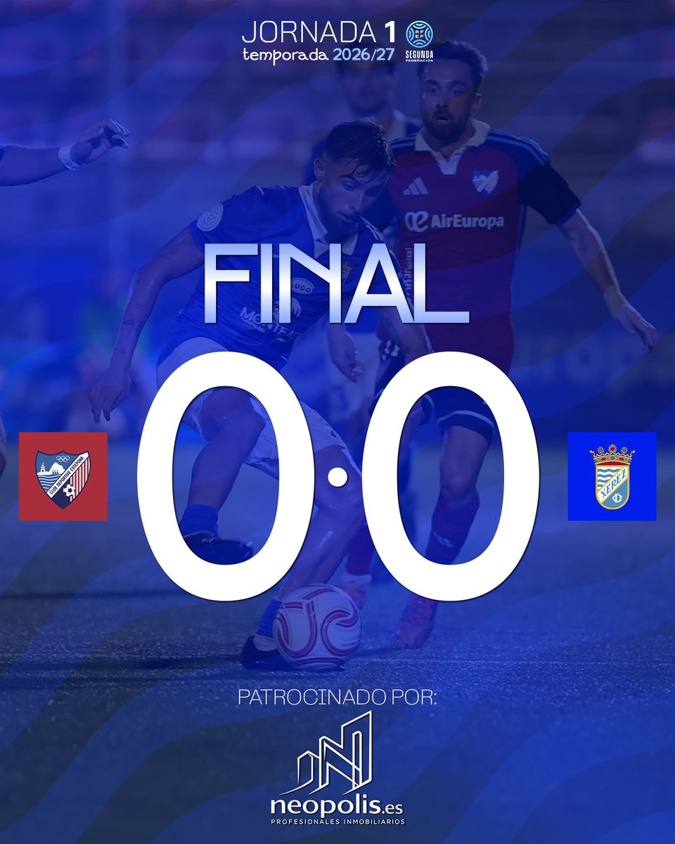 XerezCD_OFICIAL's tweet photo. ⏱️ 90' | 🗣️ ¡Final del partido en el Muñoz Pérez! 

💙 El #Xerez comienza el curso 26/27 sumando 1️⃣ punto fuera de casa.
 
📻 https://t.co/QJ7E9Cd6eJ
📺 https://t.co/XR2jf4zZgB

🔴 0️⃣-0️⃣ 💙 #EsteponaXerez https://t.co/DKbEJwyFcp