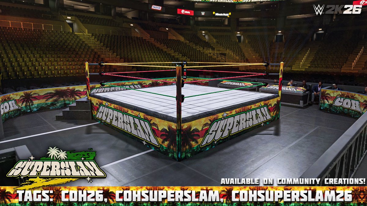 COHwrestling1's tweet photo. Here is the OFFICIAL #COHSuperSlam🌴 Arena! Available to download NOW on #WWE2K26 Community Creations!

Under 'Arena' Category

Tags: #COH26, #COHSuperSlam, #COHSuperSlam26

Creator: @SwiftGuy09 

📅COMING SOON
▶️https://t.co/w745ZMO1OW https://t.co/5hrJVszskQ