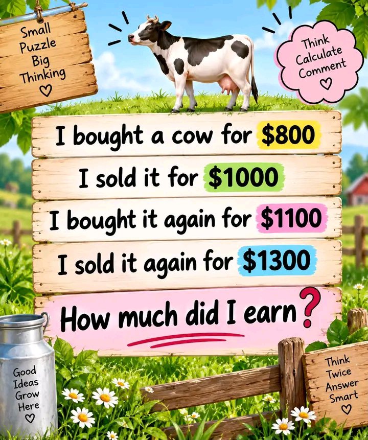 SnapQueenz9245's tweet photo. 🐄💰 Can you calculate the total profit? 🤔

How much did I earn? Comment your answer below! 👇 https://t.co/FJr6nmZZ0L