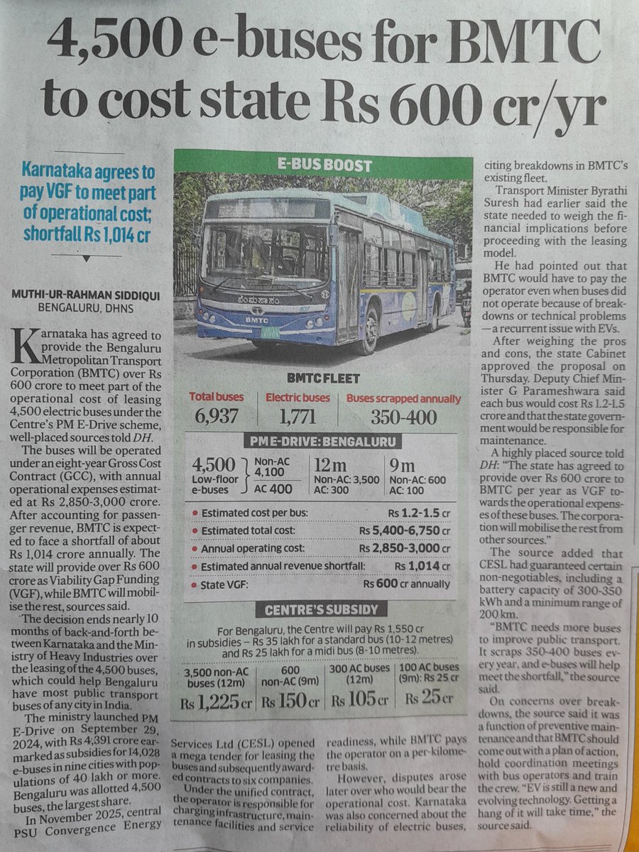 murali772's tweet photo. Track records of e-buses (acquired largely under #WRI concocted back-door privatisation model termed #GCC), have been extremely poor in multiple ways. Given that, the govt would do well to go in for straight-forward PPP model -> https://t.co/NyMm9sIUPz, rather than acquire more buses under GCC - @CMofKarnataka @byrathi_suresh @krishnabgowda @Tejasvi_Surya @lkatheeq 🙏