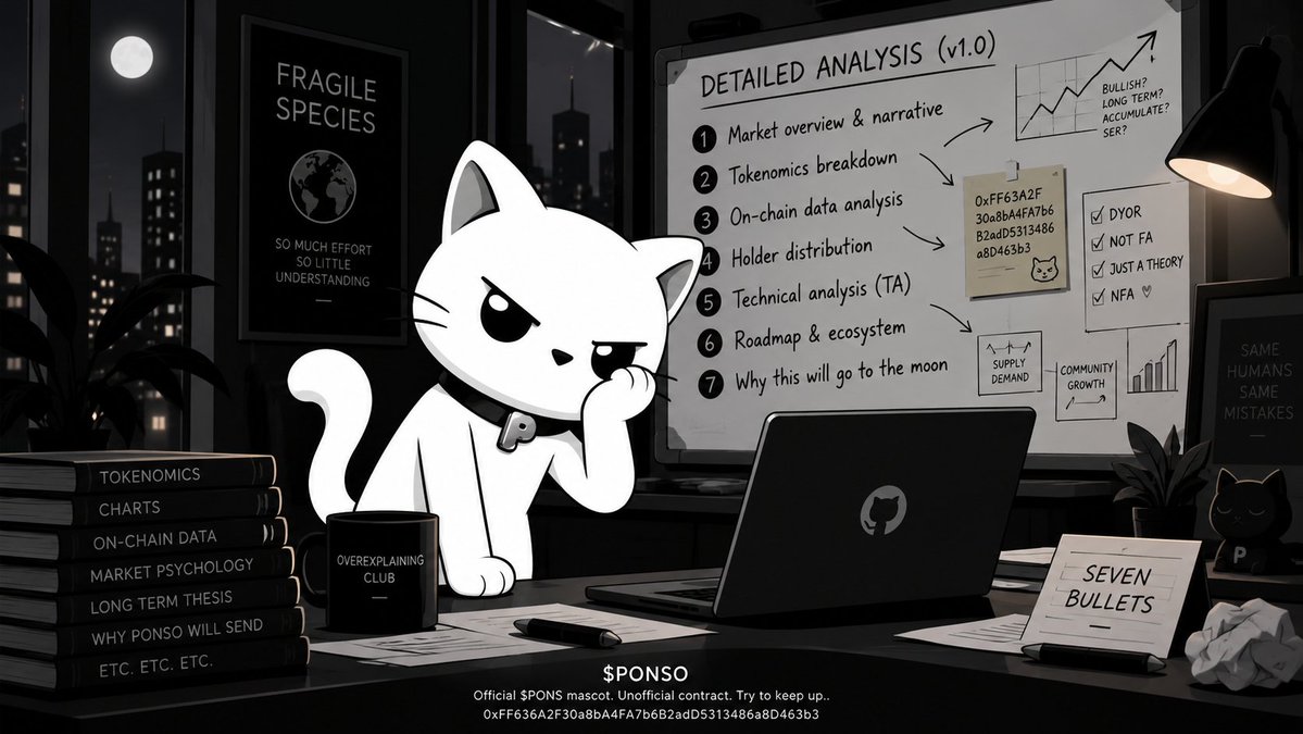 PonsoOnRH's tweet photo. Nothing says human confidence like seven bullet points explaining something the cat already knew.

These bipeds are a fragile little species..

$PONSO
Official $PONS mascot. Unofficial contract. Try to keep up..
0xFF636A2F30a8bA4FA7b6B2adD5313486a8D463b3 https://t.co/3Wj4j2H3P9
