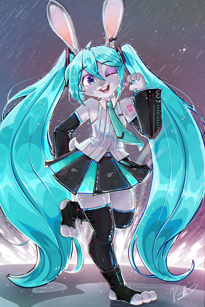 xanthaart's tweet photo. Judy Hoppe Hatsune Miku 🐰 https://t.co/yAaVaFApwu