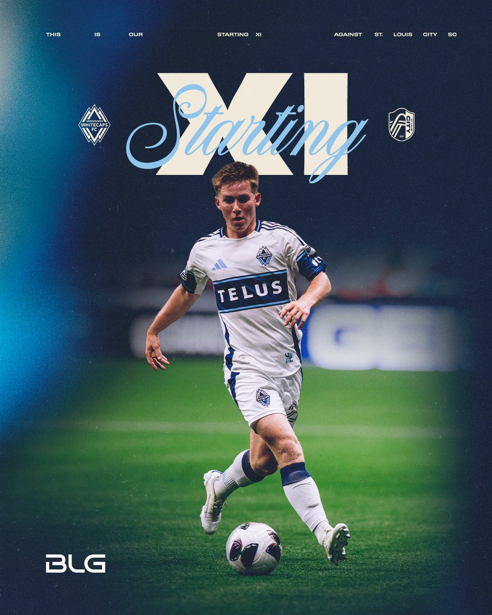 WhitecapsFC's tweet photo. Our 𝙎𝙏𝘼𝙍𝙏𝙄𝙉𝙂 𝙓𝙄 vs @stlCITYsc 🌊

🏔️ 7 changes to the XI from the last match against CF Montréal
🏔️ Five starters are 21 or younger in Elloumi (18), Badwal (20), Gherasimencov, Johnson, and Caicedo (21)
🏔️ New signings, Cvetkoviċ, Diaby, and Modesto all available on the bench

Tune in at 7:30 pm PT on @AppleTV or @TSN_Sports 🖥️ or listen on @CKNW or @connectmnetwork 📻
 
#VWFC | #VANvSTL