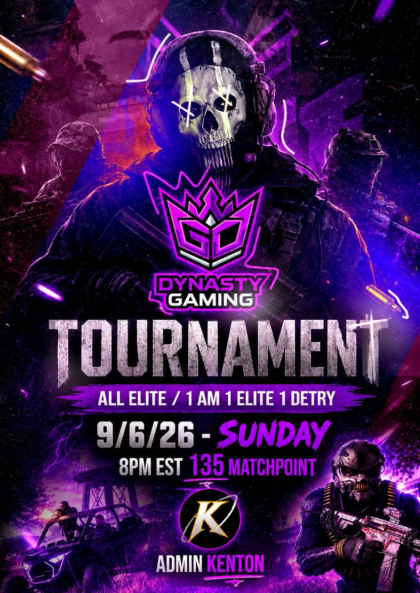 Kenton_Gaming's tweet photo. Kenton X @Gamingdynastymx Rotational Customs 💜
             
  🔥ALL DETRY/ 1 AM 1 ELITE 1 DETRY🔥

📆: Sunday September 6th
🕰️: 8pm est
🌎: NAC
💰: $15 Entry
📈: 135 MP
🎟️: 14/16 Teams
Ask for your spot below 👇 

Admin: @Kenton_Gaming 💜 https://t.co/j2o4etpjR9