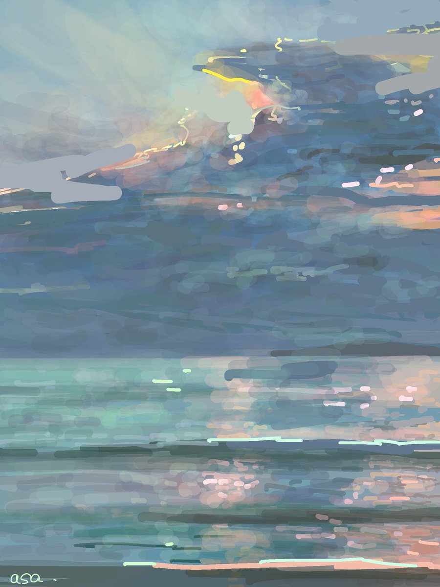 ito_asa_'s tweet photo. 青よりも青い、海を描いて。 https://t.co/MNg4gmSPC2