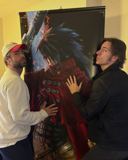 batskennedy's tweet photo. matt and ben with vincent's cutout is killing me 😭😭😭 i love them https://t.co/k5cnqS35mS