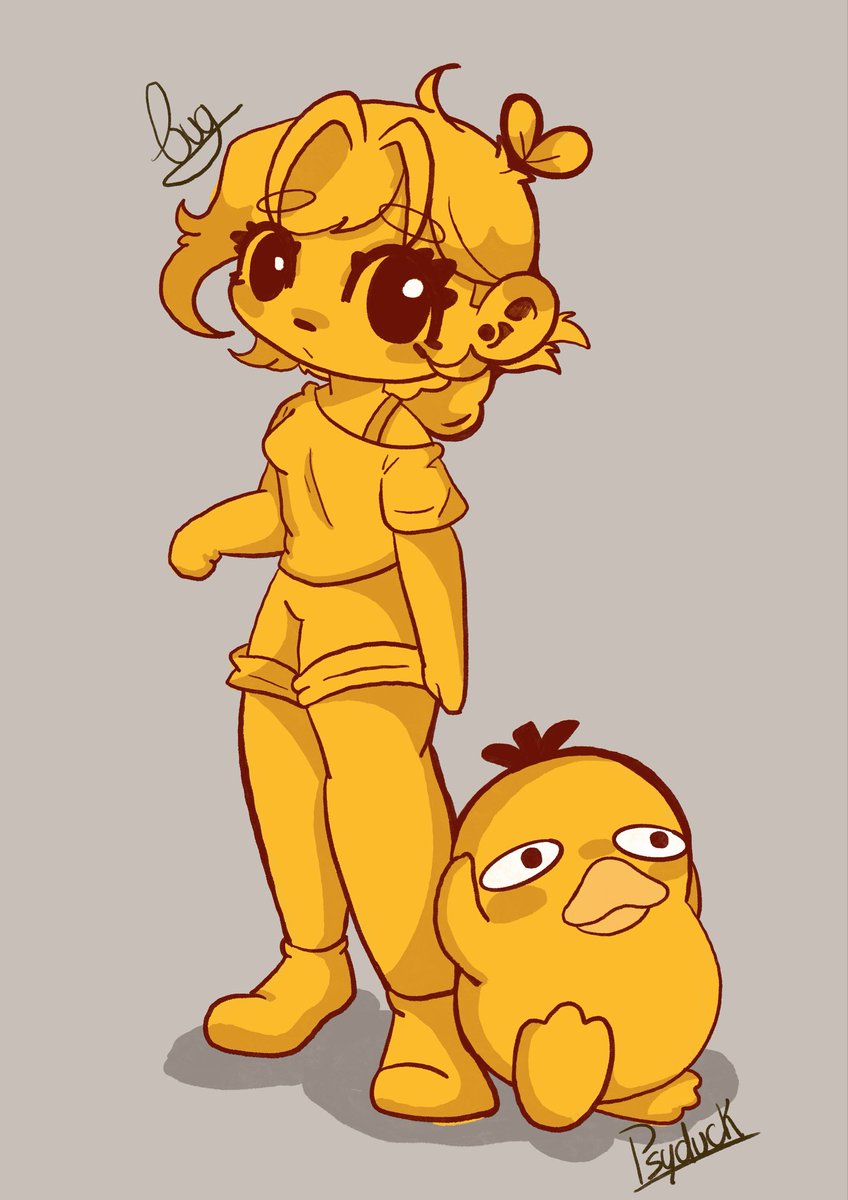 Bug_animates's tweet photo. Drew myself with the goat or duck #psyduck https://t.co/2K39U25xBF