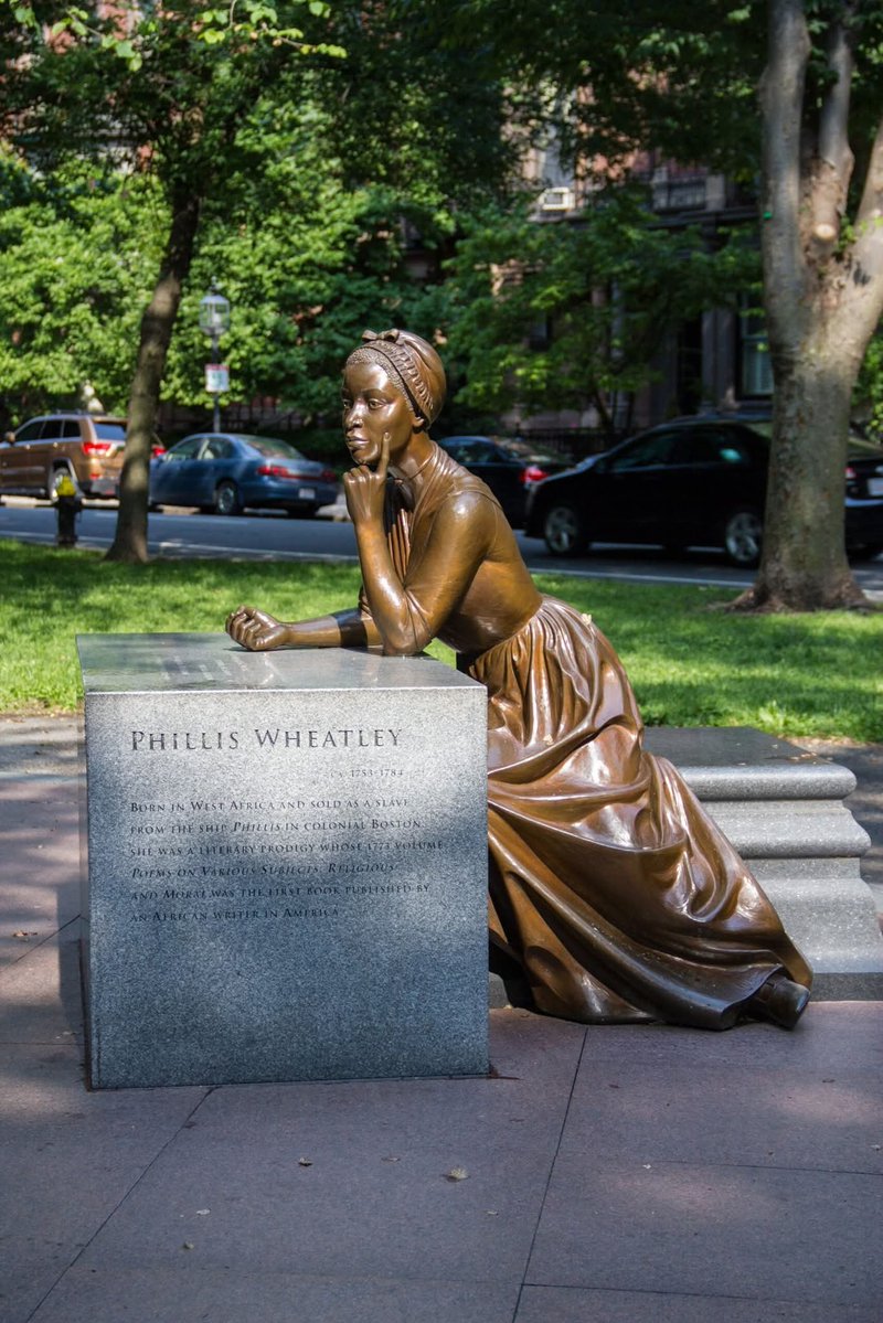 historical_Afr's tweet photo. She was called Phillis, because that was the name of the ship that brought her, and Wheatley, which was the name of the merchant who bought her. She was born in Senegal 🇸🇳 
In Boston, the slave traders put her up for sale: “She's 7 years old! She will be a good mare!”
She was felt, naked, by many hands.
At thirteen, she was already writing poems in a language that was not her own. No one believed that she was the author. At the age of twenty, Phillis was questioned by a court of eighteen enlightened men in robes and wigs.
She had to recite passages from Virgil and Milton and some verses from the Bible, and she also had to vow that the poems she had composed were not copied. From a chair, she underwent her lengthy examination, until the court approved her: she was a woman, she was Black, she was enslaved, but she was a poet.
Phillis Wheatley was the first African-American writer to publish a book in the United States.