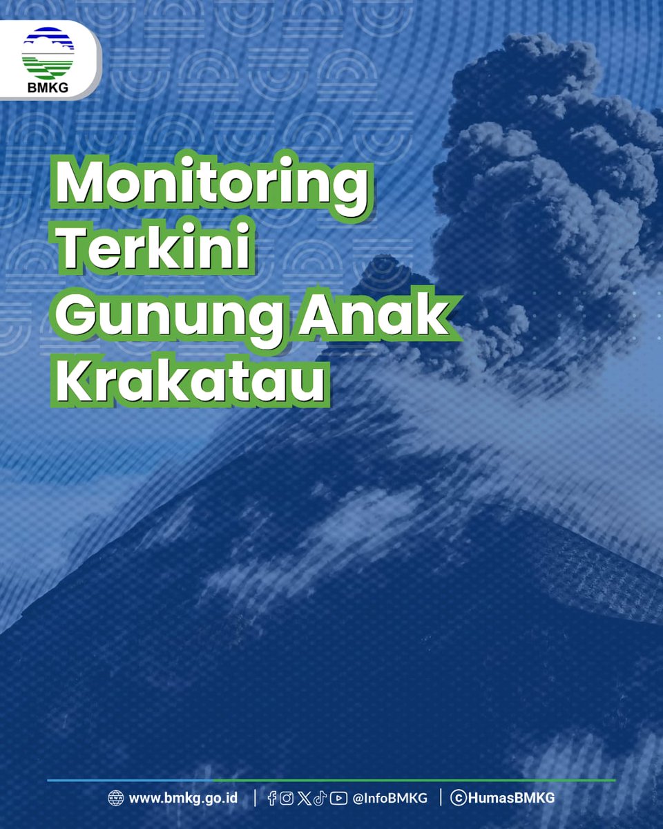 infoBMKG's tweet photo. 🚨 UPDATE KONDISI TERKINI GUNUNG ANAK KRAKATAU 🚨

Halo, Sobat BMKG! BMKG terus melakukan pemantauan secara intensif terkait aktivitas erupsi Gunung Anak Krakatau (GAK). Berdasarkan hasil monitoring terkini BMKG, berikut adalah beberapa poin penting yang perlu diketahui:

- Aktivitas erupsi terekam pada stasiun seismograf dengan amplitudo maksimum 19 mm dan durasi ± 29 detik.
- Tidak ditemukan adanya anomali pada rekaman seismograf BMKG di sekitar waktu kejadian.
- Hingga tanggal 5 September 2026 pukul 10.30 WIB, tidak ada kenaikan muka air laut yang signifikan akibat dari aktivitas erupsi tersebut.

BMKG akan terus memonitor kondisi ini secara real-time dan berkoordinasi dengan pihak terkait.

#BMKG #InfoBMKG #GunungAnakKrakatau #ErupsiKrakatau #PVMBG #SiagaBencana #GAK