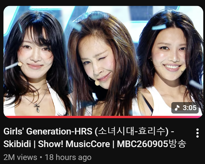 HyoyeonNo1Fan's tweet photo. Hyorisoo Skibidi Music Core performance has 2 million views in 18 hours, I repeat 2 million in 18 hours! https://t.co/eCkDN9ydpB