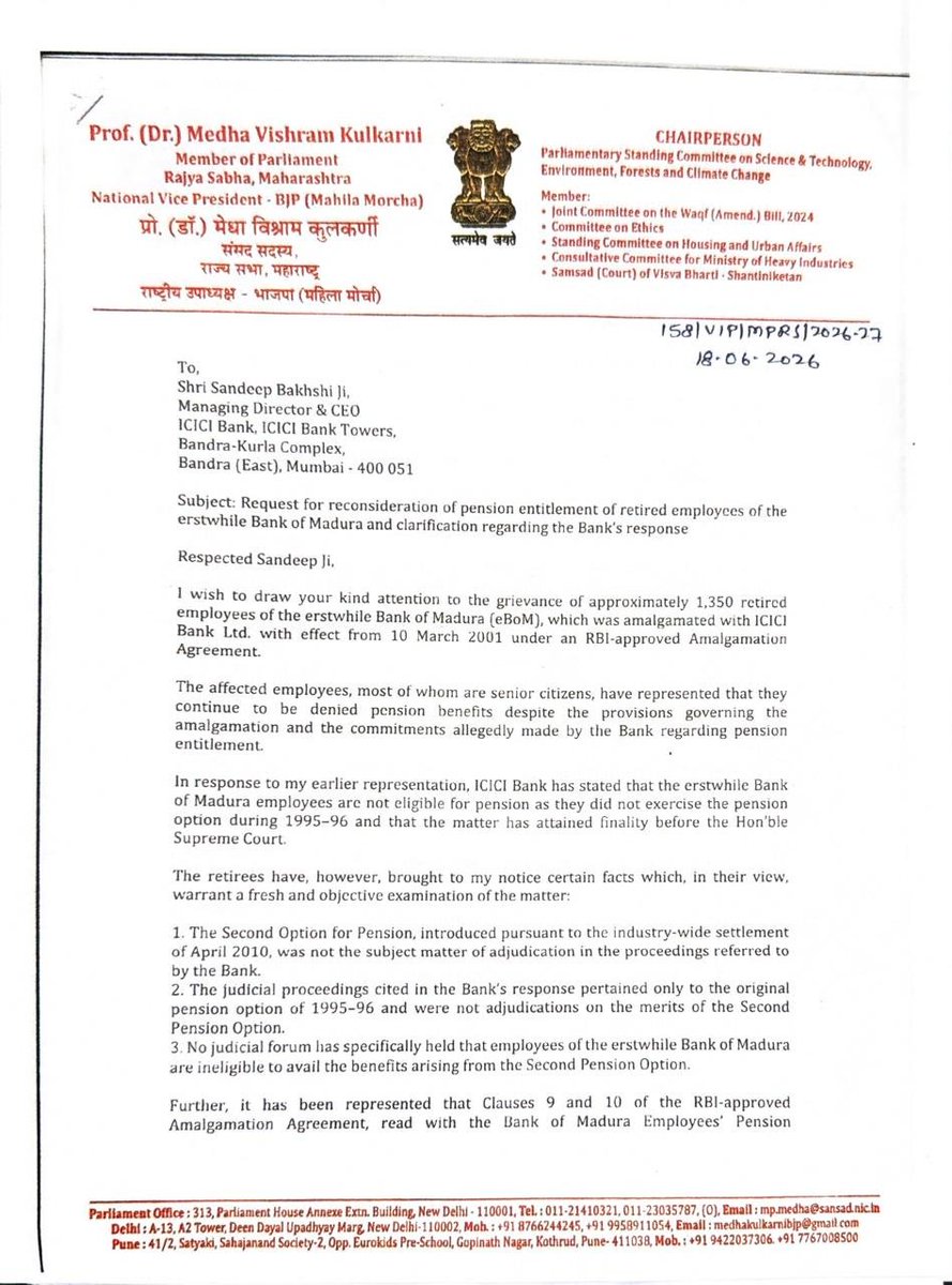 BandanaMrs's tweet photo. @CNBCTV18News @ndtvfeed @NDTVProfit @NYSE @BSEIndia @bsindia WHY A SYSTEMATICALKY IMPORTANT BANK LIKE #ICICI BANK LEGAL ENTITY CAN DO SUCH #UNLAWFUL #UNCONSTITITIONAL ACTIVITY HAVING PROMISHED NOT PAID AGREED #PENSION/2NDOPTION TO OWN *1350 NOS #RETIRED EMPLOYEES FOR*23 YEARS ? https://t.co/1hcLbN2QbC