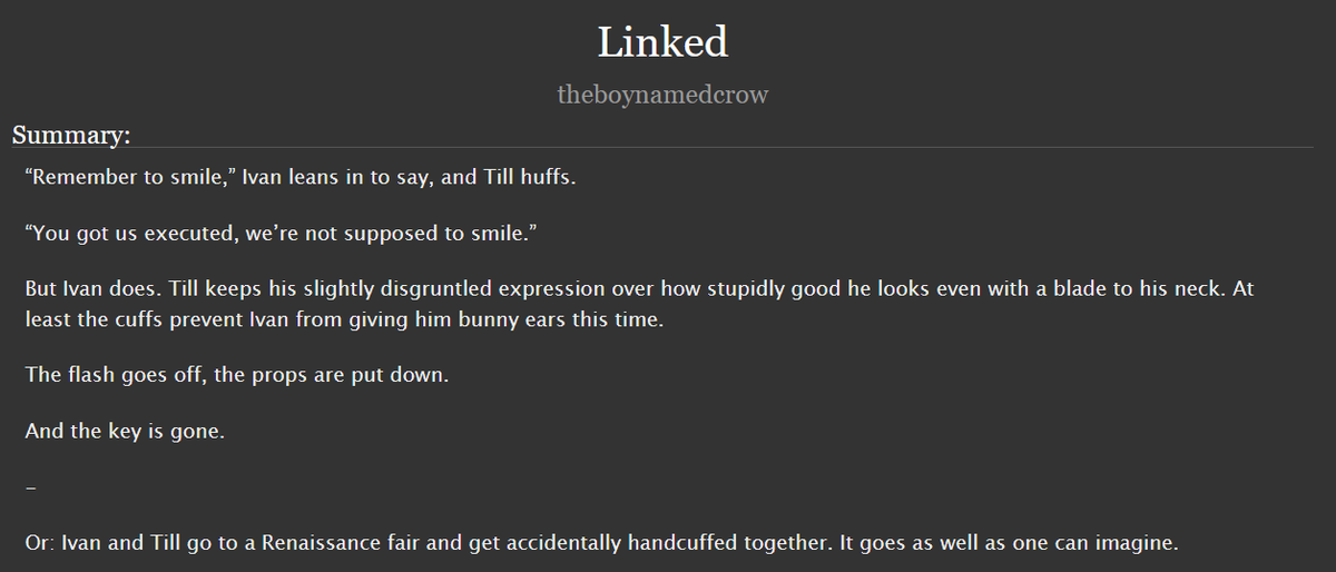kashuu_txt's tweet photo. #tillivan #tiiv #alnst #에이스테 💚🖤/ modern au ren faire shenanigans / handcuffed together, comedy, light smut

Embarrassingly late writing challenge fill for @CompyLikes 💖

��� https://t.co/q1h44MVfRc https://t.co/xn5iIPJ8i8