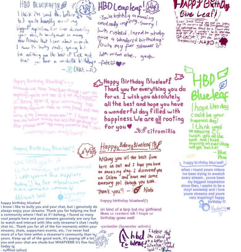 dailyblueleaf's tweet photo. Day 108 😇

HBD BLUELEAF!!! No drawing today unfortunately, but heres some letters from the community!!!
Wishing her the happiest birthday and an amazing year!!!💙💙 https://t.co/k15ui2Z53C