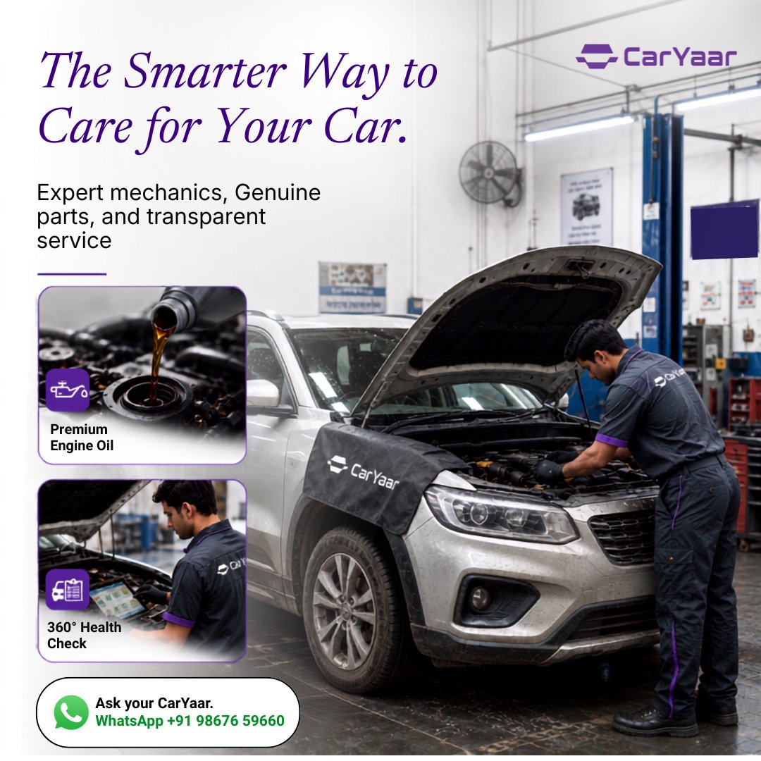 CarYaarAuto's tweet photo. Smart car care starts with knowing what your car actually needs.

Expert mechanics. Genuine parts. Transparent service.
And your approval before every repair.
That’s the CarYaar way. 💜

📲 Ask your CarYaar: +91 98676 59660

#CarYaar #CarCare #CarService #TransparentService https://t.co/e0tq1vq72H