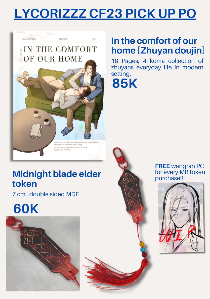 Lycorizzz_'s tweet photo. [🔄&amp; ♥️ are appreciated!!] 
Lycorizzz #CF23 PO catalogue 

CHUCHULOGY (booth number TBA) 
PO period 6 - 13 sept (closes 10 pm WIB) 
PICK UP ONLY (mail order will be available after cf) 

fandom: GSGW/GDCG, Where winds meet (WWM) 

Form:
https://t.co/pTn1qnv0sJ

 #cf23catalogue https://t.co/r6NTcuS6Kc